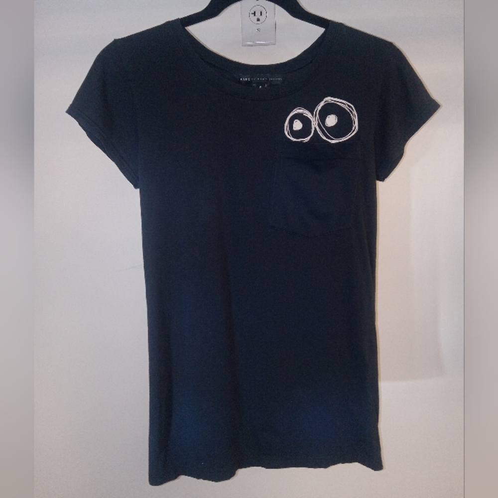 Marc Jacobs Black Short-Sleeve Tee with White Eye Pocket Detail